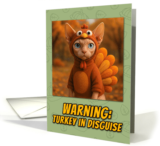 Sphynx Cat in Turkey Suit Thanksgiving Autumn Forrest card (1929696)