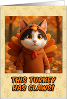 Bicolor Cat in Turkey Suit Thanksgiving Autumn Forrest card