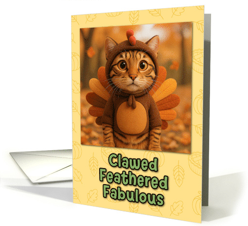 Toyger Cat in Turkey Suit Thanksgiving Autumn Forrest card (1930008)