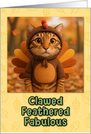 Toyger Cat in Turkey Suit Thanksgiving Autumn Forrest card
