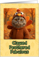 Selkirk Rex Cat in Turkey Suit Thanksgiving Autumn Forrest card