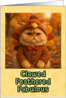 Persian Cat in Turkey Suit Thanksgiving Autumn Forrest card