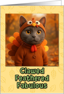 Korat Cat in Turkey Suit Thanksgiving Autumn Forrest card