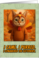 Singapura Cat in Turkey Suit Thanksgiving Autumn Forrest card