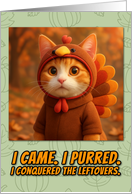 Ginger and White Cat in Turkey Suit Thanksgiving Autumn Forrest card
