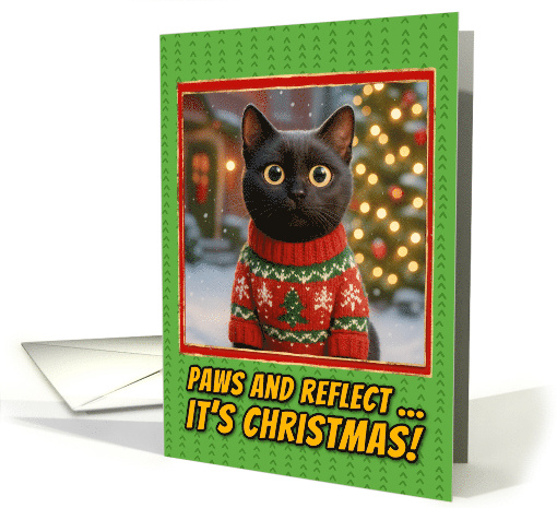 Bombay Cat in Knitted Christmas Sweater Outdoors Scene card (1930434)