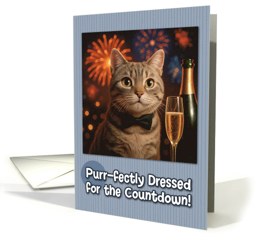 American Shorthair Cat with Bow Tie and Champagne New... (1933616)