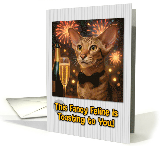 Oriental Shorthair Cat with Bow Tie and Champagne New... (1935040)