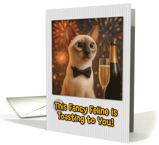 Colorpoint shorthair Cat with Bow Tie and Champagne New... (1935048)