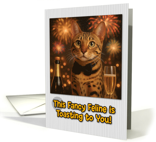 California Spangled Cat with Bow Tie and Champagne New... (1935050)