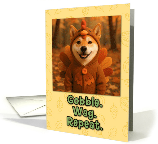 Shiba Inu Dog in Turkey Suit Thanksgiving Autumn Forest card (1941612)