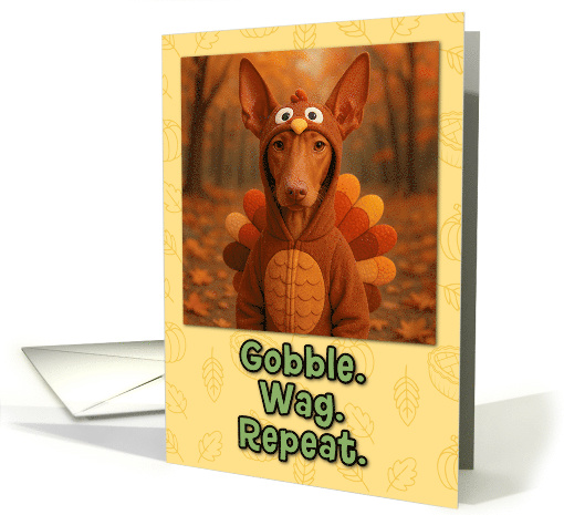 Pharaoh Dog in Turkey Suit Thanksgiving Autumn Forest card (1941624)