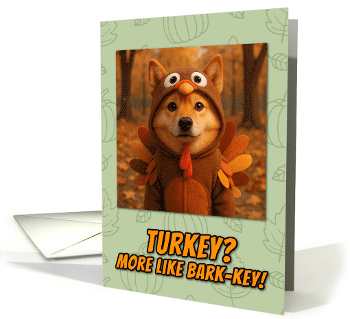 Finnish Spitz Dog in Turkey Suit Thanksgiving Autumn Forest card