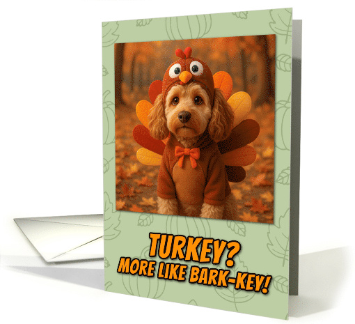 Cockapoo Dog in Turkey Suit Thanksgiving Autumn Forest card (1941914)