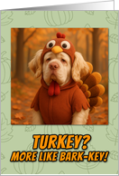 Clumber Spaniel Dog in Turkey Suit Thanksgiving Autumn Forest card