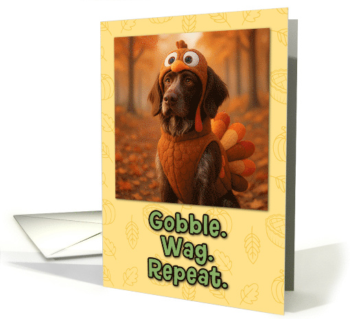 German Pointer Dog in Turkey Suit Thanksgiving Autumn Forest card