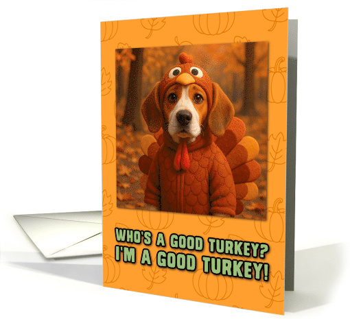 Harrier Dog in Turkey Suit Thanksgiving Autumn Forest card (1942256)