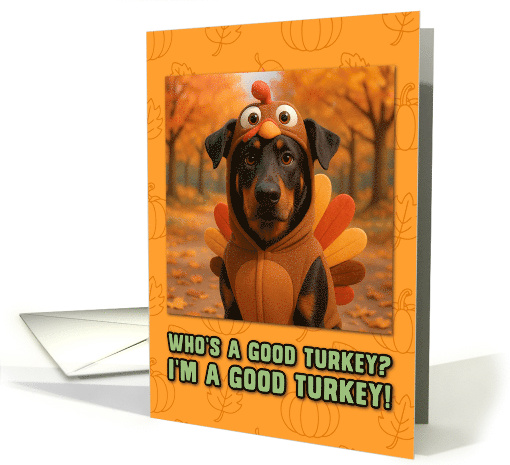 Beauceron Dog in Turkey Suit Thanksgiving Autumn Forest card (1942266)