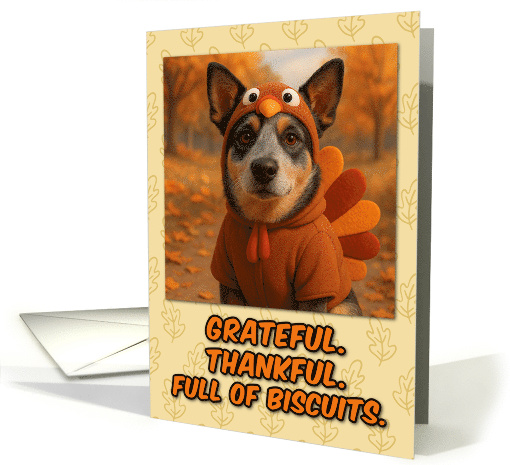 Texas Heeler Dog in Turkey Suit Thanksgiving Autumn Forest card