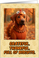 Rhodesian Ridgeback Dog in Turkey Suit Thanksgiving Autumn Forest card