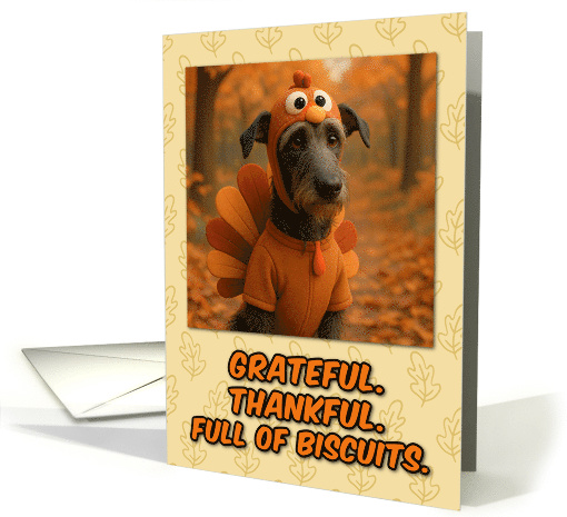Scottish Deerhound in Turkey Suit Thanksgiving Autumn Forest card