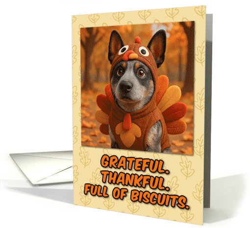 Australian Cattle Dog in Turkey Suit Thanksgiving Autumn Forest card