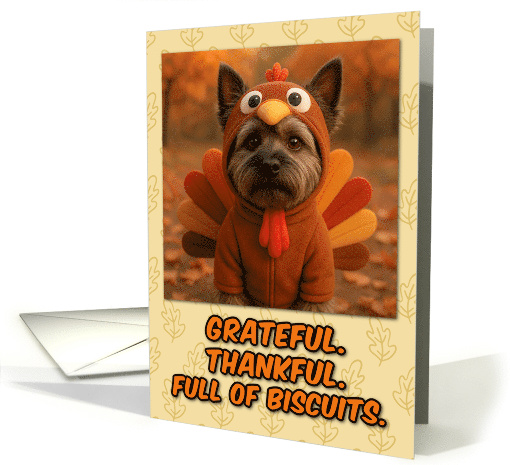Cairn Terrier Dog in Turkey Suit Thanksgiving Autumn Forest card