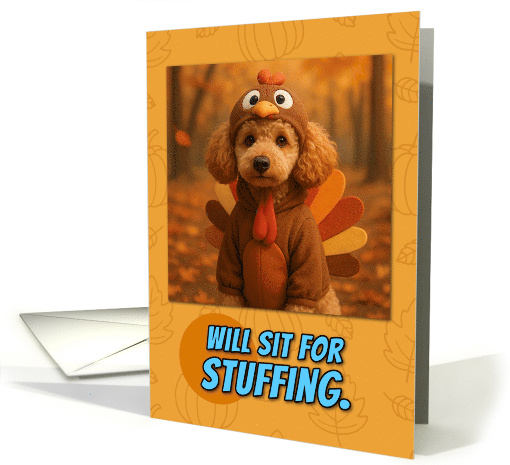 Poodle Dog in Turkey Suit Thanksgiving Autumn Forest card (1942832)