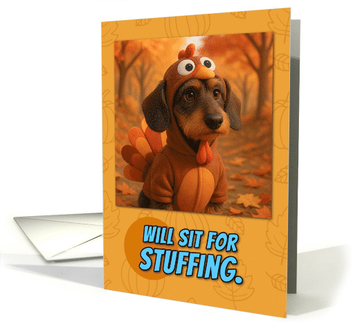 Dachshund in Turkey Suit Thanksgiving Autumn Forest card (1942860)