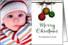 Merry Christmas Ornaments Faux Garland Custom Photo card