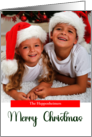 Custom Photo and Family Name Merry Christmas in Green card