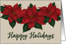 Watercolor Red Poinsettias Happy Holidays Corporate or Business card