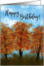 Happy Birthday Autumn Theme Tree Landscape card