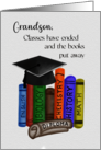 Grandson Graduation Watercolor School Books Mortar Board Diploma card