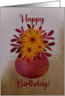 Happy Birthday Watercolor Dandilions and Colorful Leaves in Vase card