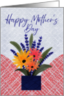 Happy Mother’s Day Watercolor Daisies and Lavender in Vase card