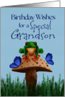 Birthday Wishes for a Special Grandson Frog on Mushroom card