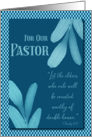 For Our Pastor Blue Checkered Double Honor Scripture Thank You card