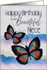 Happy Birthday to Our Beautiful Niece Watercolor Butterflies card