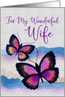 Happy Mother’s Day For My Wonderful Wife Watercolor Butterflies card
