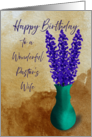 Happy Birthday Pastor’s Wife Watercolor Lavender in Vase card