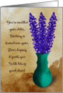 Happy Birthday Another Year Older Poem Watercolor Lavender in Vase card