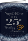 25th Wedding Anniversary Congratulations Silver Faux Glitter card