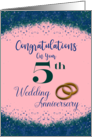 Congratulations 5th Wedding Anniversary Turquoise Blue Pink card