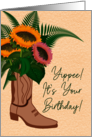 Birthday Cowgirl Boot with Sunflowers card