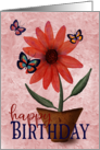 Happy Birthday Watercolor Daisy and Butterflies card