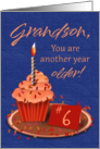 Grandson Happy Birthday 6 Cupcake Another Year Older card