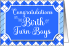 Congratulations Twin Boys Argyle Pattern card