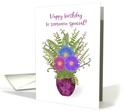 Happy Birthday to Someone Special Illustrated Florals in Vase card