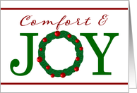 Comfort and Joy Wreath with Holly Berries card